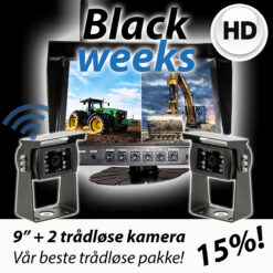 9" skjerm og 2 trådløse ryggekamera