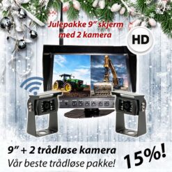 9" skjerm og 2 trådløse ryggekamera Julepakke