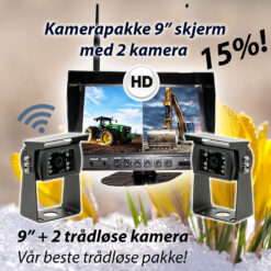 Vårpakke 9" skjerm og 2 trådløse ryggekamera