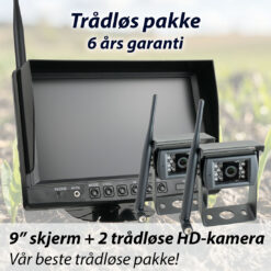 Trådløs kamerapakke ryggekamera traktor 9 toms skjerm og 2 trådløse hd kamera
