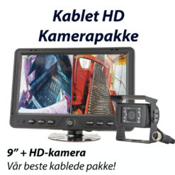Kablet kamerapakke 9" skjerm, HD-kamera og kabel