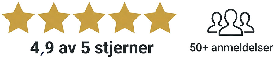 4,9 av 5 stjerner, 50+ anmeldelser
