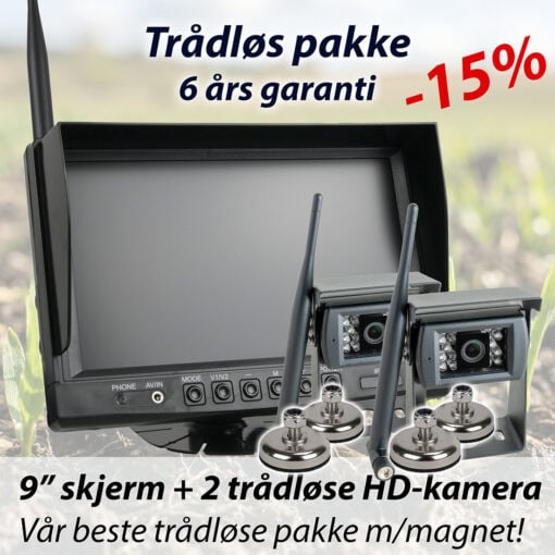 Trådløs kamerapakke med 2 HD-kamera og magnetfeste