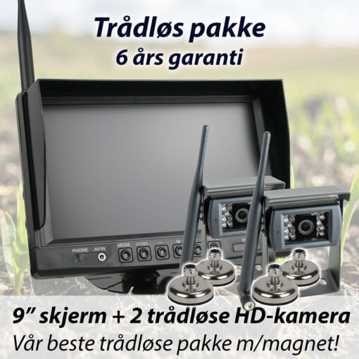 Trådløs kamerapakke med 2 HD-kamera og magnetfeste